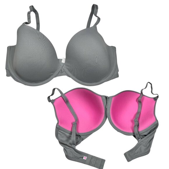 PINK Victoria’s Secret Demi Bra Sz.34 DD Light Gray Underwire T-Shirt Bra - Picture 1 of 10